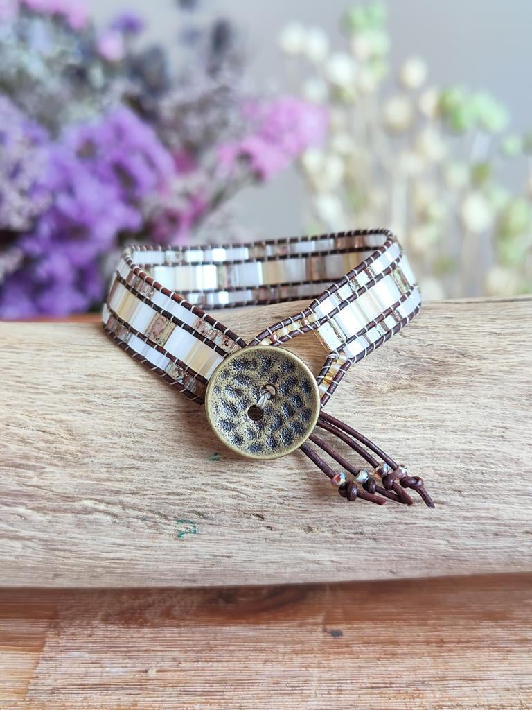 1mm Leder und Miyuki Glasperlen