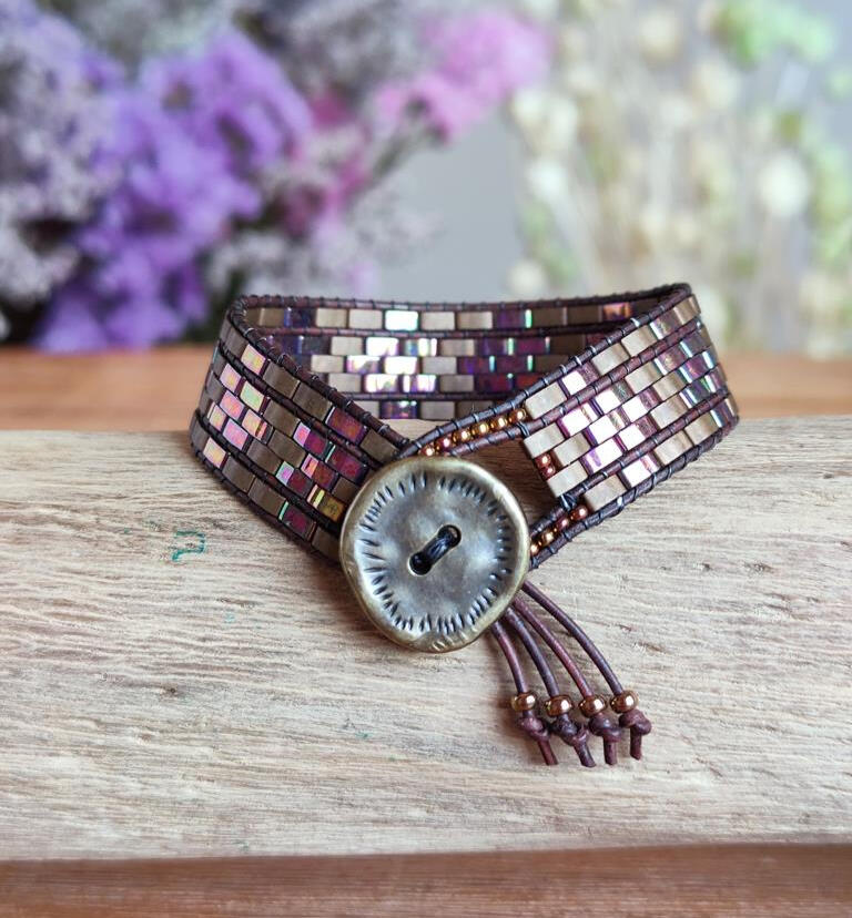 1mm Leder und Miyuki Glasperlen