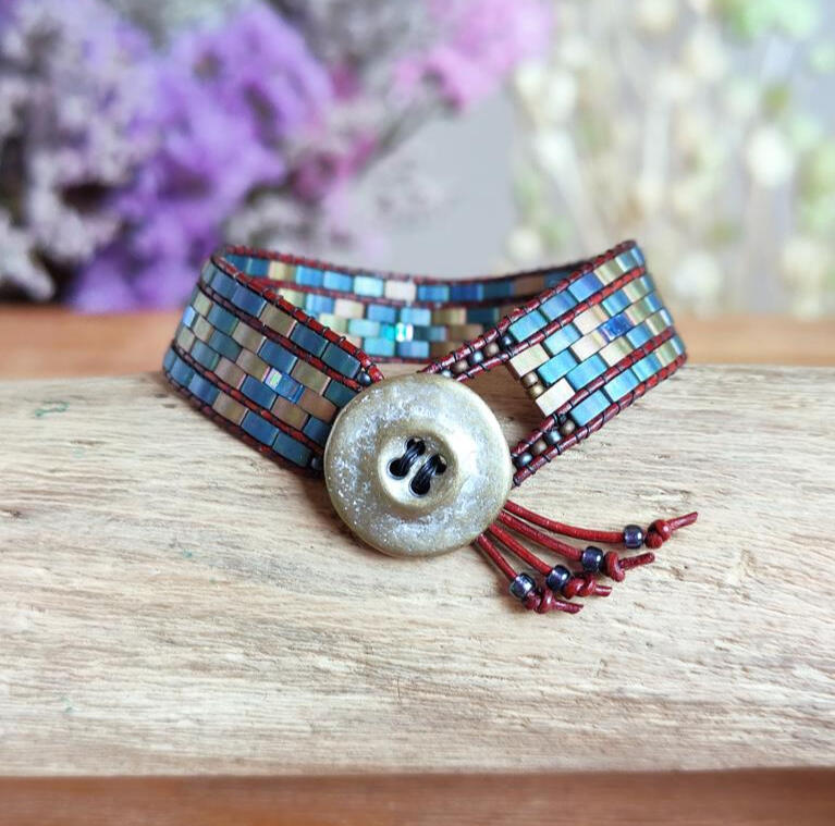 1mm Leder und Miyuki Glasperlen