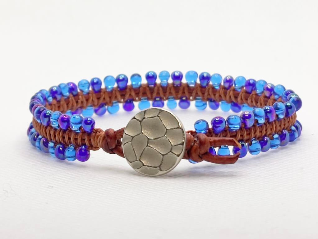 1,5mm Leder und Miyuki Drop Perlen