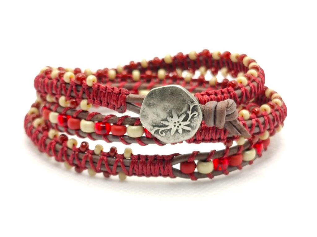 1,5mm Leder und Miyuki Glasperlen