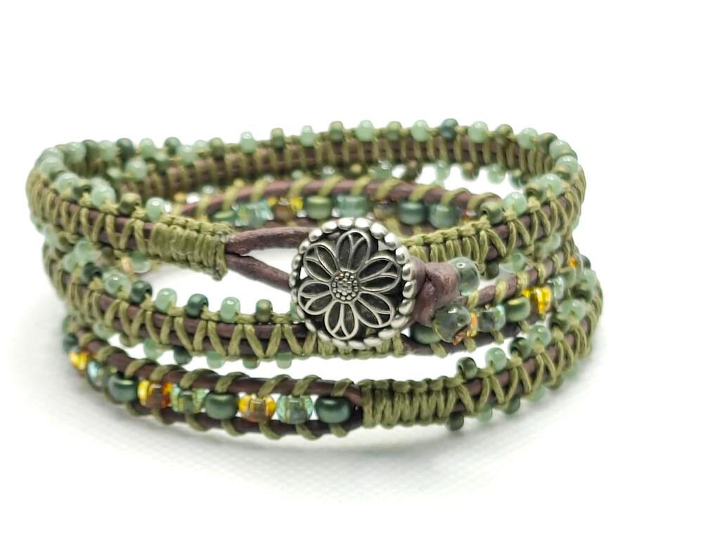 1,5mm Leder und Miyuki Glasperlen